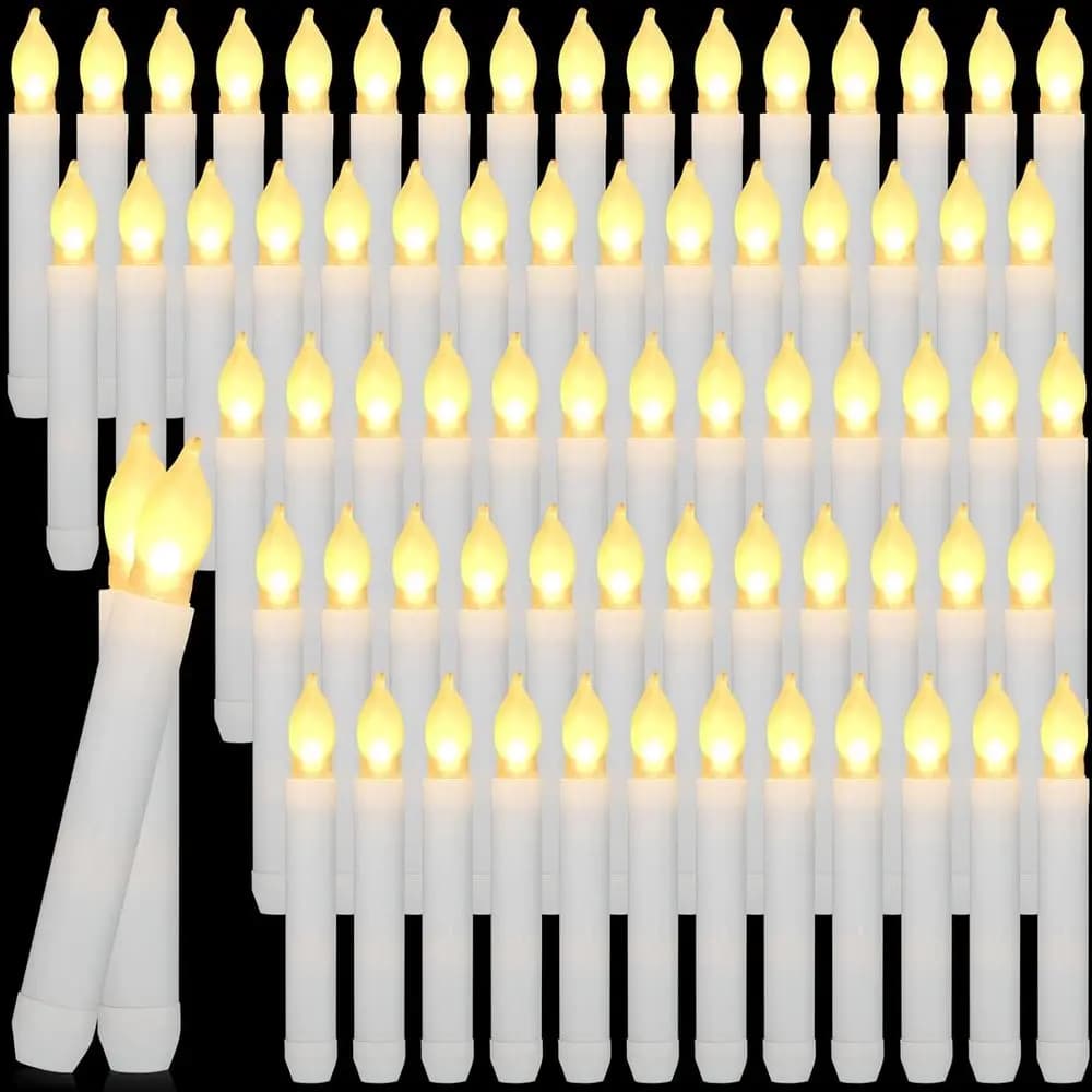 Set di 108 Candele LED a Batteria con Luce Bianca Calda, Ideali per Halloween, Natale, Chiesa, Feste e Matrimoni