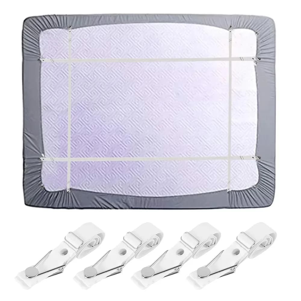 4Pcs Elastic Bed Sheet Holder Straps Multifunctional Resistant Belt Adjustable Bed Sheet Clips Durable Fastener Straps