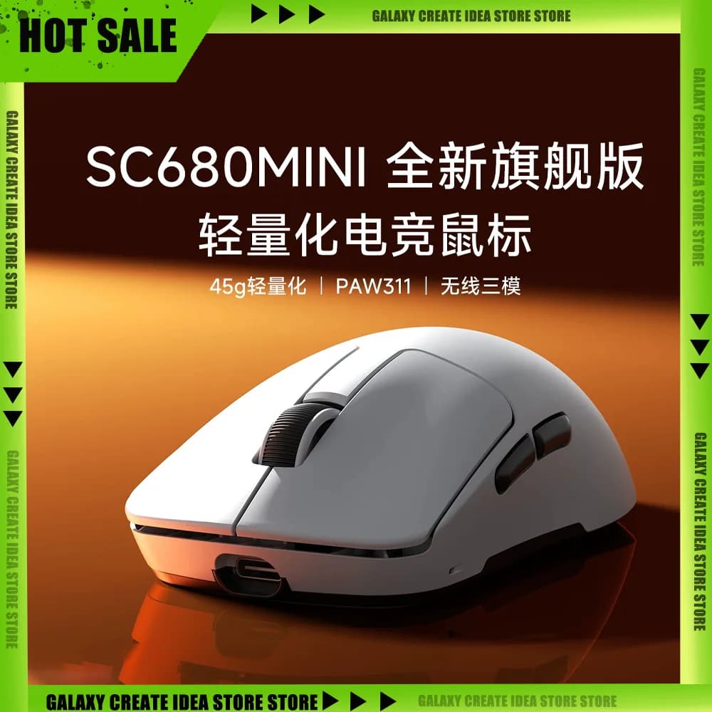 Mouse Wireless AULA SC680 Mini 8K Leggero Tri-Mode PAW3395 a Bassa Latenza 8000HZ per Gaming E-sports e Accessori PC