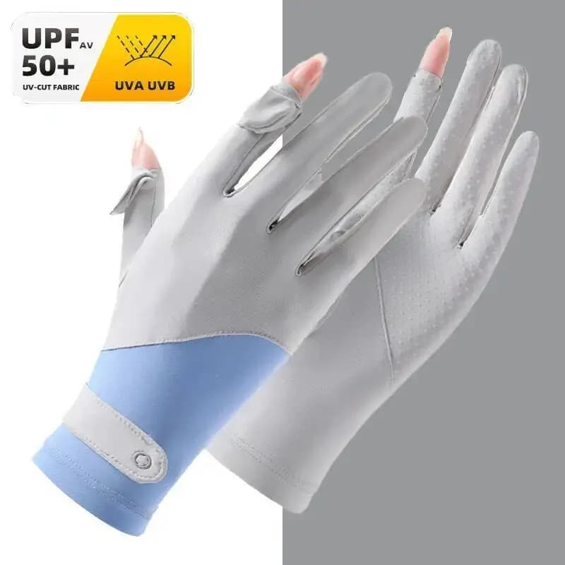 Biciclette elettriche sottili in seta di ghiaccio per donna Touch screen a due dita Protezione solare antiscivolo Guanti da ciclismo estivi con protezione UV