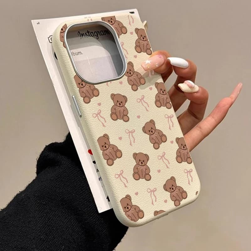 Cushion with cute bear design with heart-shaped bow for Samsung Galaxy A16 A26 A36 A56 A55 A54 A53 S25 Ultra S24 FE S23 S22 Plus Cover