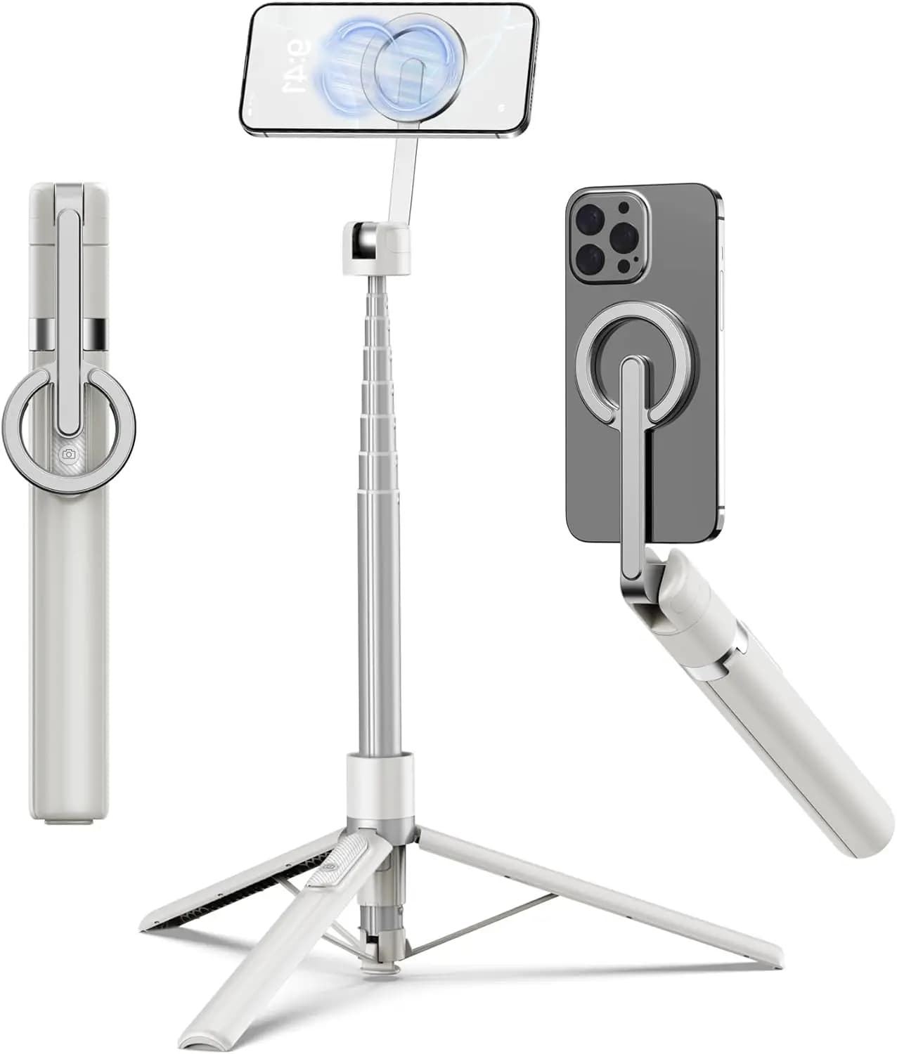 Bastone Selfie Magnetico da 68 Pollici con Treppiede e Supporto Magnetico in Alluminio per Magsafe, Rotazione a 360° ° Treppiede per telefono da viaggio ruotabile S