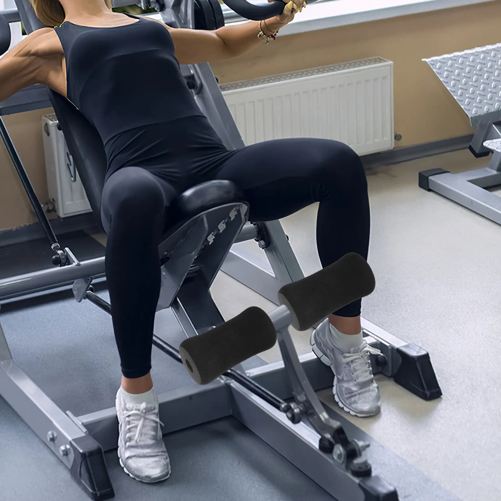Set di 4 Cuscinetti in Schiuma per Piedi, Tubi per Allungamento Gambe, Supporto per Sollevamento Pesi, Attrezzatura per Esercizi in Palestra