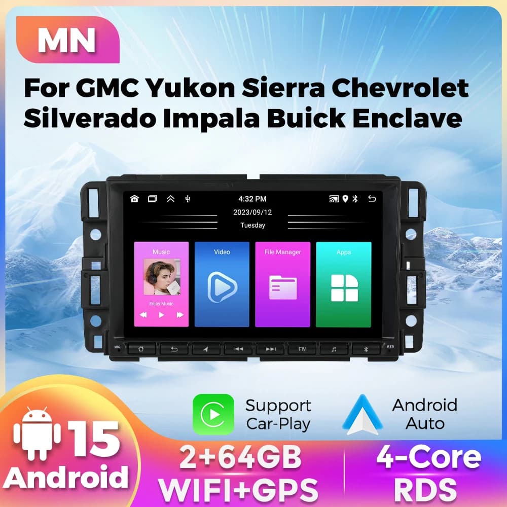 Navifly 8Inch 2Din Android 15 Car Head Unit For GMC Chevrolet Yukon Tahoe Suburban Sierra Acadia Multimedia GPS Navigation Radio