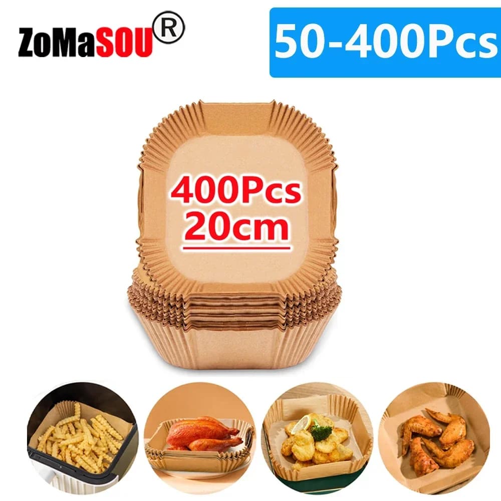 50-400Pcs Air Fryer Baking Paper Disposable Non-Stick Oil-proof Parchment Mat for Cooking Microwave Oven Pan Pad Sheet BBQ Roast