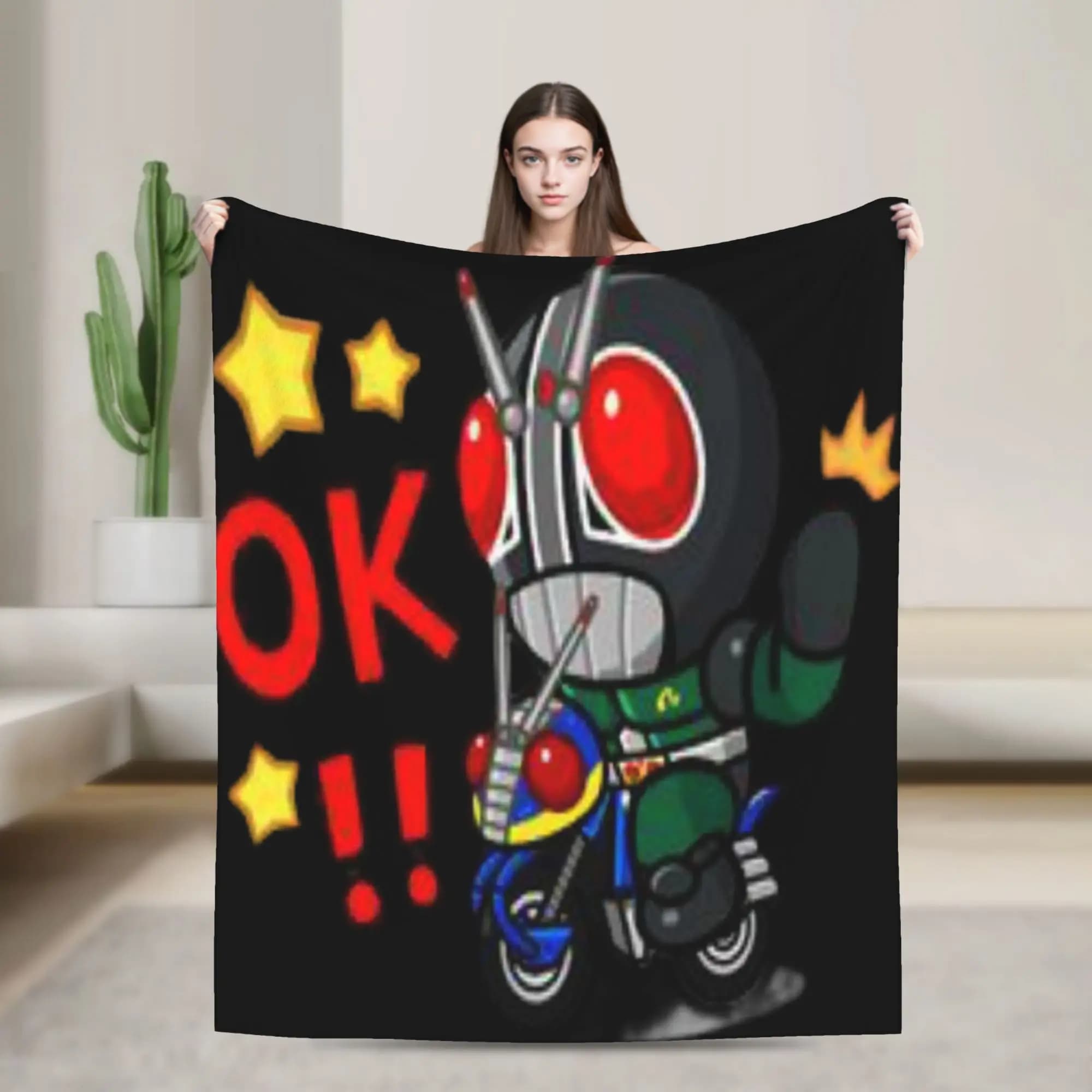 Kamen Rider Cartoon Soft Blanket Decorative Plush Throw Blanket Comfortable Couch Bed Flannel Bedspread Sofa Bed Cover