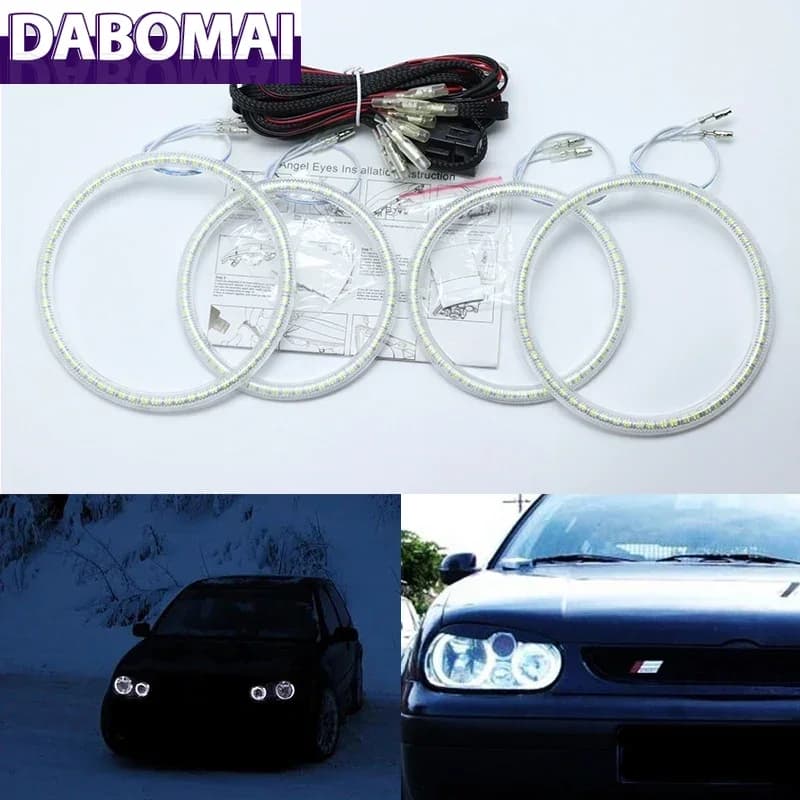 Ultra luminoso SMD LED bianco Angel Eyes 2600LM 12V Halo Ring Kit luce di marcia diurna per Volkswagen Golf 4 MK4 1998-2004