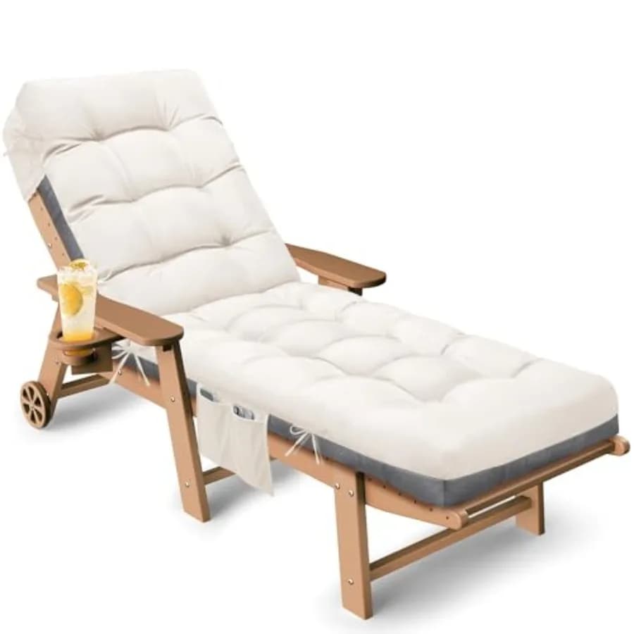 Cuscino per Sdraio da Esterno Impermeabile, Ricambio per Chaise Longue, Cuscini Spessi per Mobili da Giardino 71 x 22 x 4.7 Pollici
