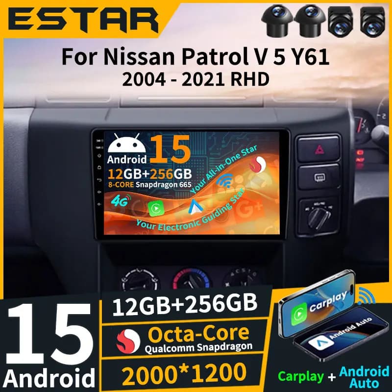 For Nissan Patrol V 5 Y61 2004-2021 RHD Wireless Carplay Auto Android 15 Car Radio 2K Screen DSP 2din Stereo Video Player BT GPS