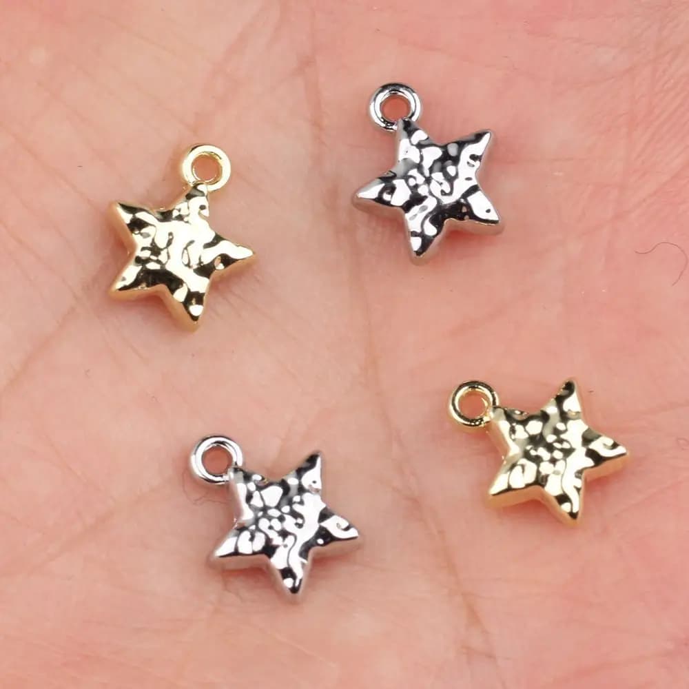 10 pcs/lot Five-point Star Pendants Incited in Zinc Alloy with Strass 8*10MM for DIY Necklaces Earrings Accessories