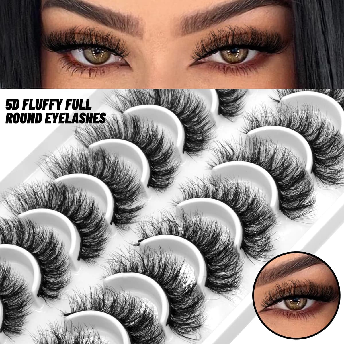 GROINNEYA 10 paia Ciglia Cat Eye Soffici Ciglia di visone finto 8D Ciglia sottili Confezione Ciglia drammatiche lunghe e spesse Volume Ciglia finte
