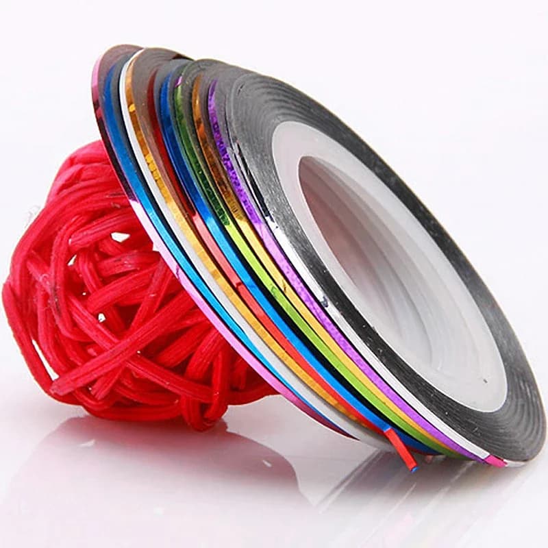 10 rotoli da 1 mm per nail art, nastri adesivi per rivestimento adesivo per decalcomanie per punte per unghie