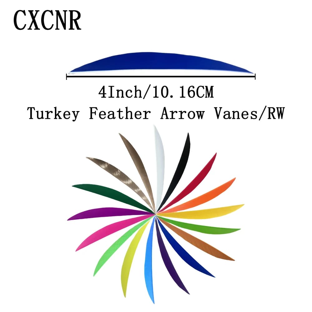 50Pcs 4Inch RW Natural Turkey Feather Arrow Vanes Target Fletching for Recurve & Traditional Bow DIY Archery Accessories