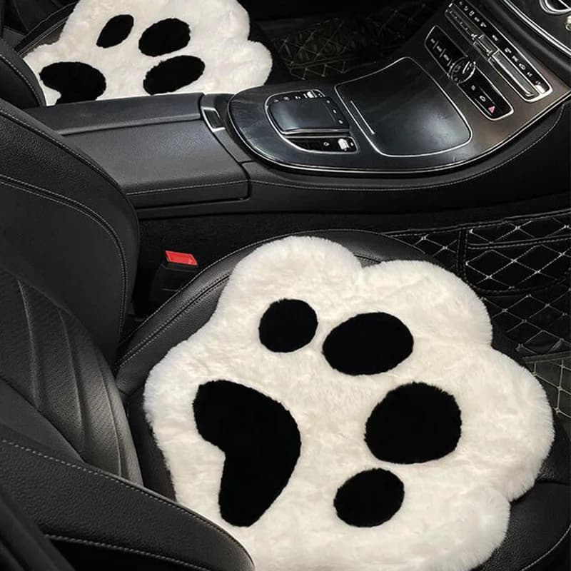 Car seat cushion cover in plush with cat leg Nice chair cushion with claw print Artificial rabbit seat cushion Interior car for woman