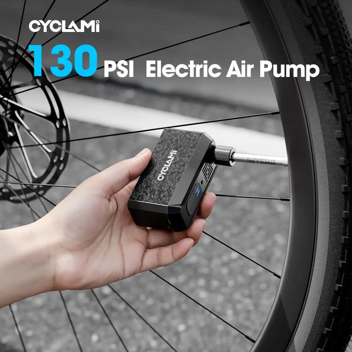 Nuova Pompa d'Aria Elettrica Portatile Cyclami Am6 Mini per Biciclette, Gonfiatore Rapido 130psi, Ricaricabile USB-C