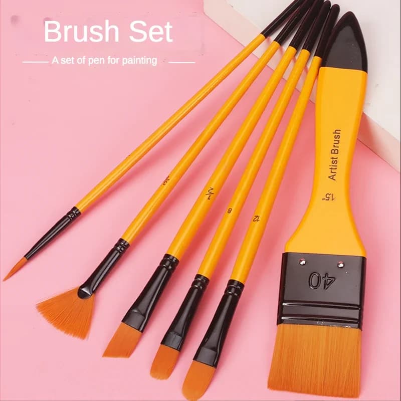 board brush gouache acrylic watercolor oil paint brush professional set fan-shape nylon hair flat head Children's beginner tools