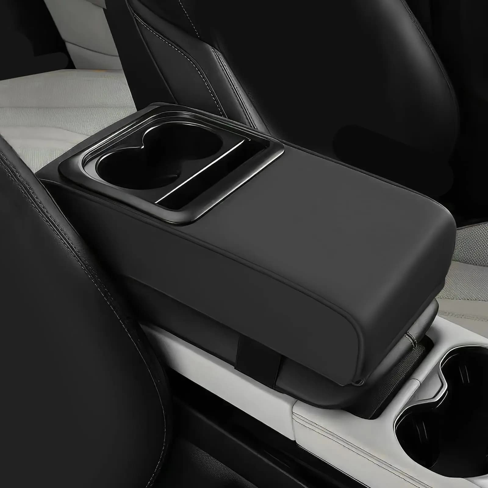 Universal Car Armrest Cushion with Cup Holder, Heightened Multi-Functional Console Organizer