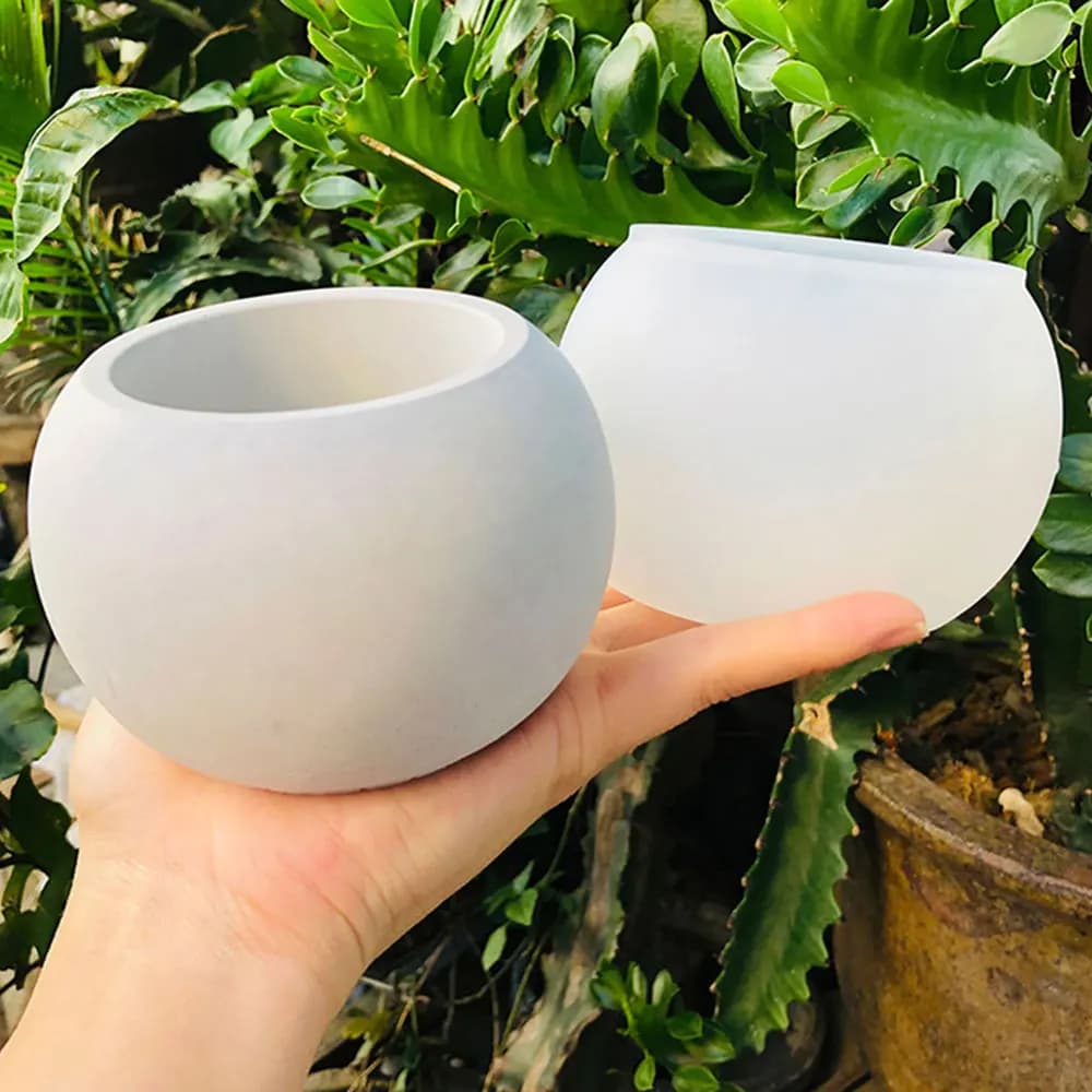 Vaso da fiori sferico Stampo in silicone Tazza di candela fai-da-te Scatola di immagazzinaggio di gioielli Vaso in resina di gesso Fioriere Stampo per colata di calcestruzzo