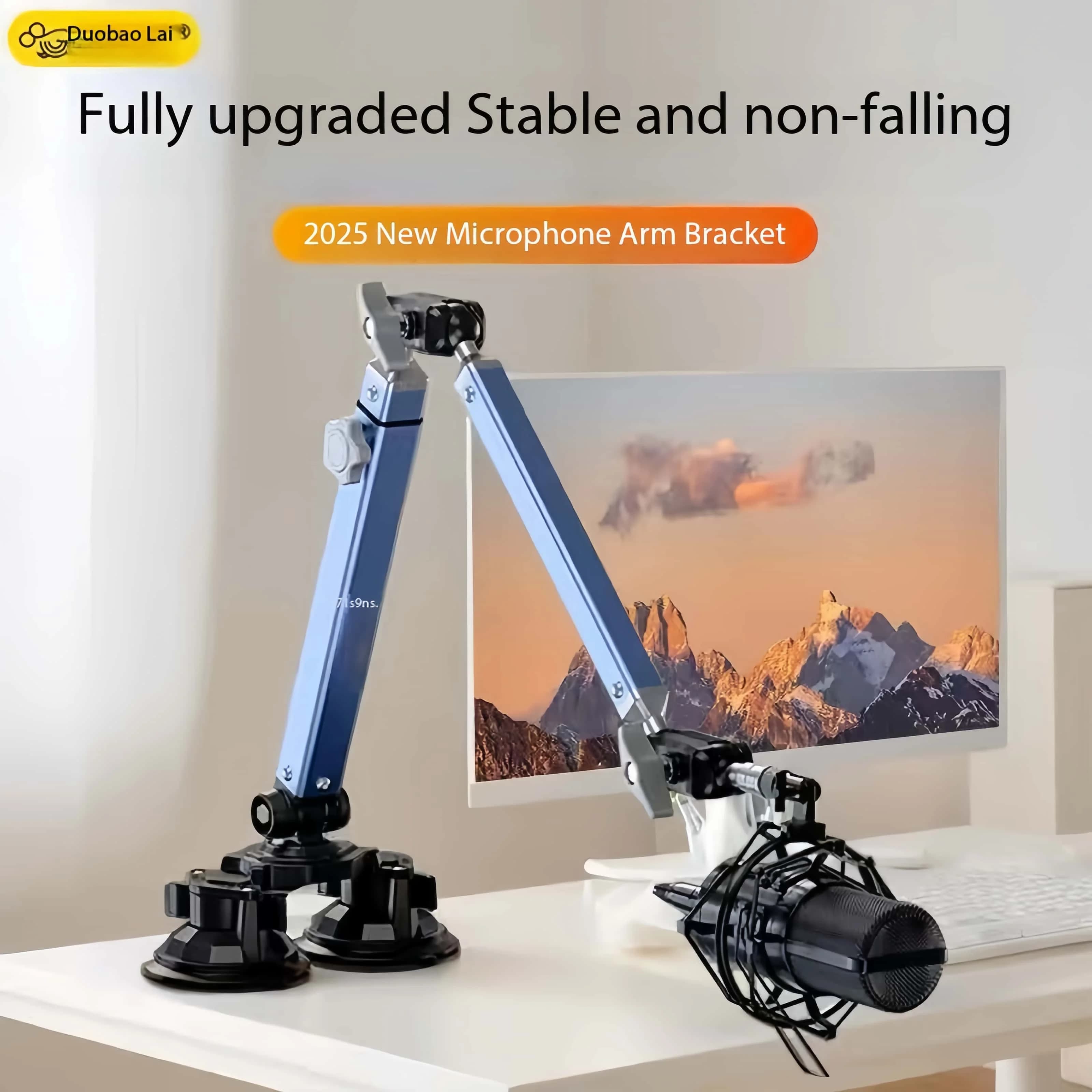 Professional Dual Suction Cup Mount Flexible Microphone Hanging Adjustable Boom Scissor Arm Stand for Live Streaming