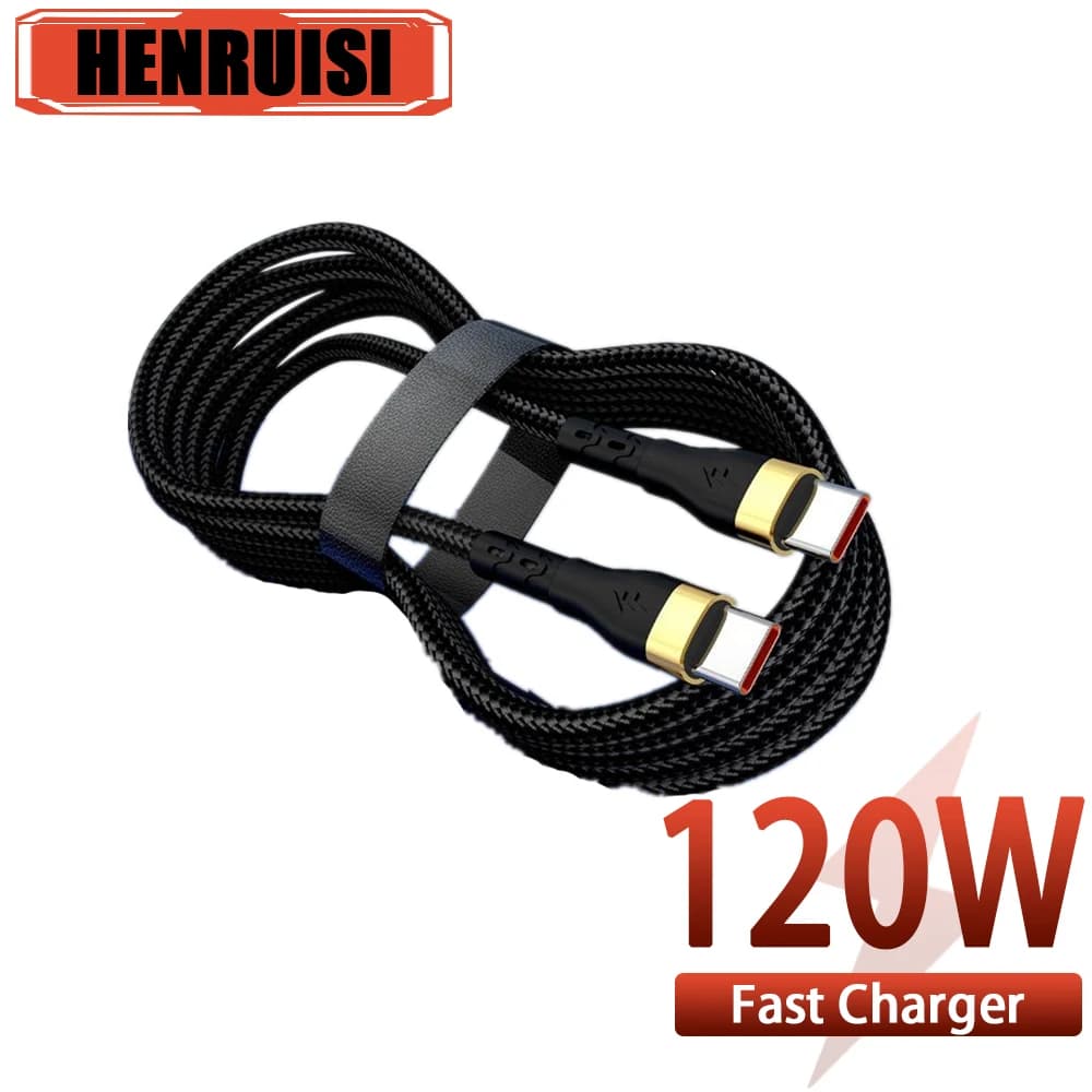 120W USB C To Type C Cable PD Fast Charging Wire Mobile Phone For Huawei Xiaomi 14 Samsung Andriod Data Cable Quick Charge 3.0