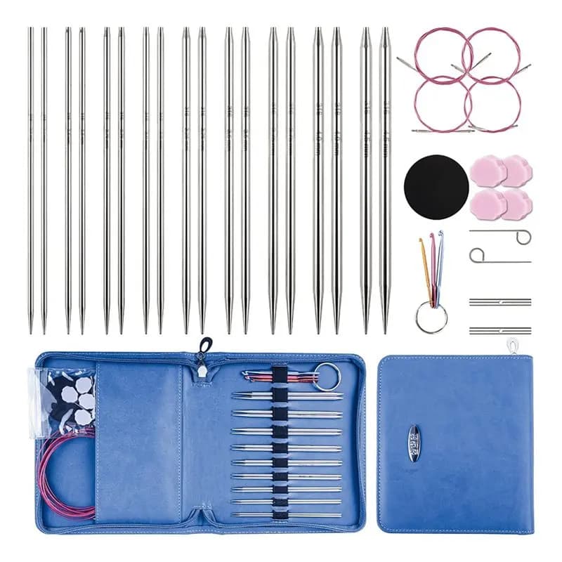 US Sizes 1, 1.5, 2, 2.5, 4, 5, 6, 7 4.5 Inch Lace Interchangeable Circular Knitting Needle Set-B51B