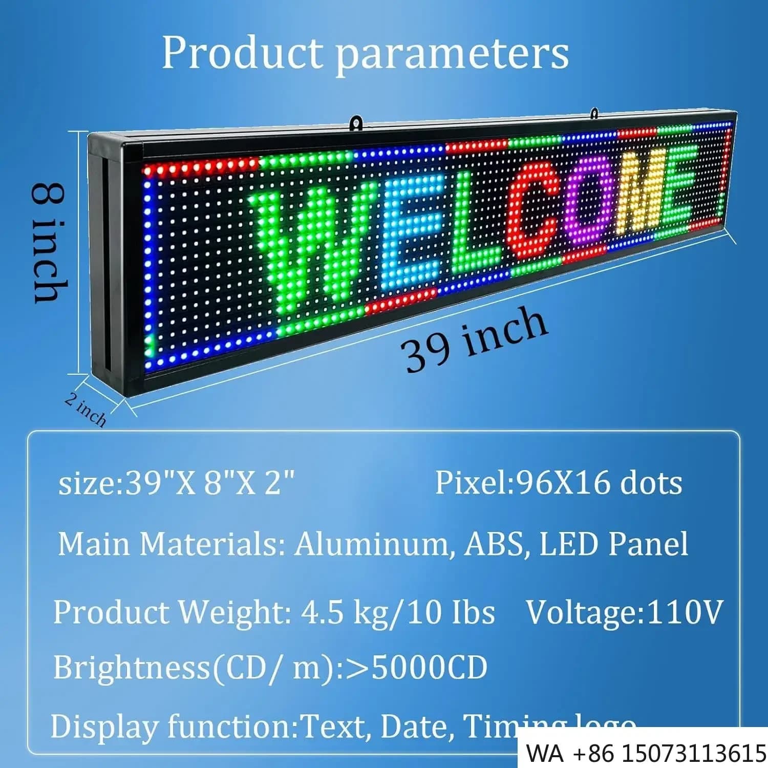 Insegna LED per Esterni Controllata via WiFi P10 a Colori RGB con Display Pubblicitario Scorrevole