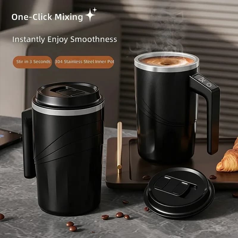 for Stainless Steel Coffee Cup Intelligent Temperature Measurement Automatic Mixing Cup Portable Milkshake Protein Powder