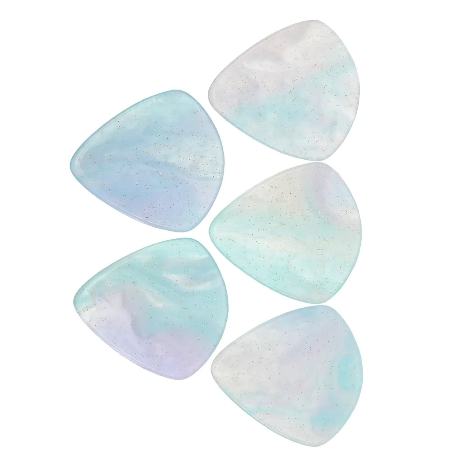 5 plettri per chitarra in resina naturale, design a cuore blu traslucido, presa migliorata e durata per chitarra elettrica, acustica, basso, ukulele
