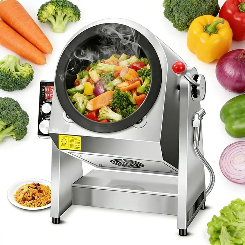 Commercial Electric Drum Cooking Machine Adjustable Power Automatic Fried Rice Pasta Stir-fry Cooker Machine