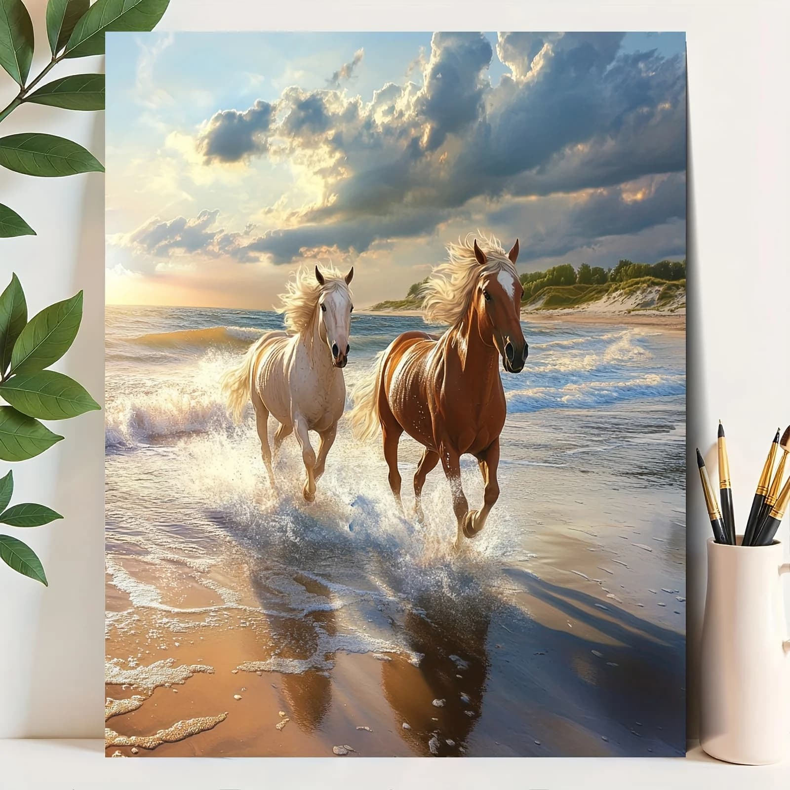 [2D Flat Frameless][Professional Art Use] 1pc DIY Digital Oil Painting Kit for Beginners, Includes Acrylic Paints, Canvas, 3