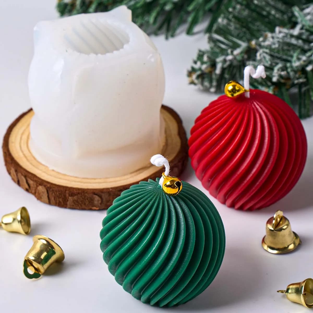 Stampo per candele in silicone con sfera rotante 3D, souvenir invernali fai da te, creazione di regali artigianali, stampi in resina per gesso, sapone, decorazioni natalizie per la casa