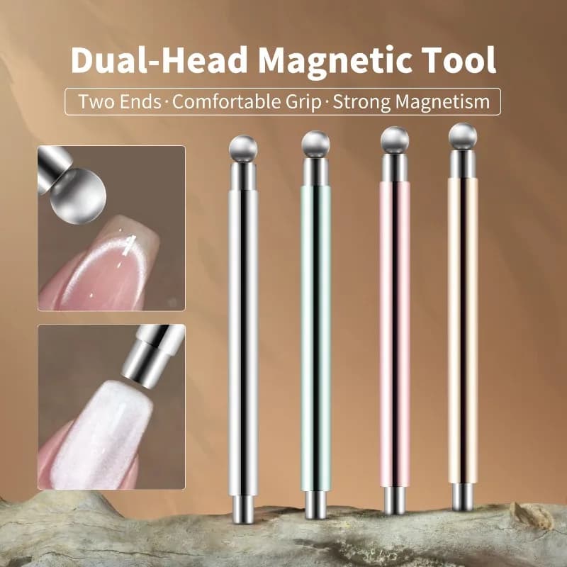Cat Eye Nail Magnetic Stick, Cylindrical Ball Magnet Tool for Glass Bead Effect, UV Gel Nail Art Accessory