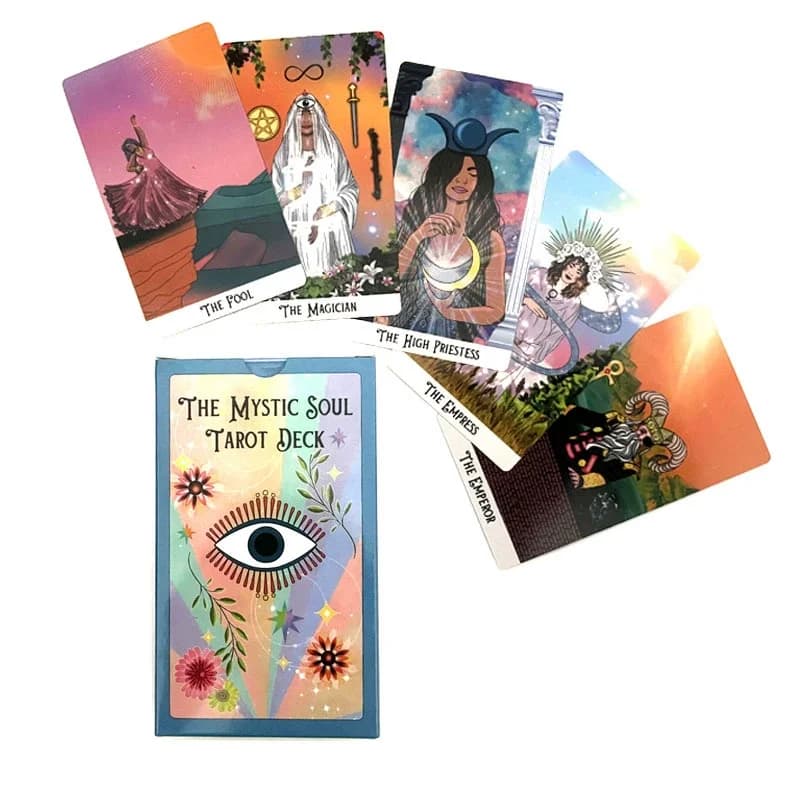 Mazzo di tarocchi The Mystic Soul da 12x7 cm, 78 carte di tarocchi divinazione versione inglese con guida per principianti