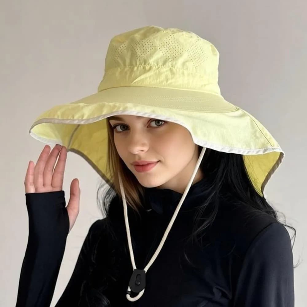 Cappello Parasole alla Moda in Tinta Unita con Protezione per il Collo, Cappello a Tesa Larga in Poliestere, Copricollo Leggero e Sottile, Cappello da Escursionismo Sportivo