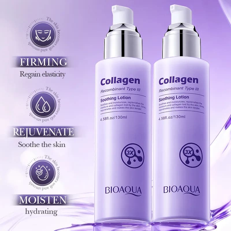 BIOAOUA Lenitive lotion to recombinant type III collagen moisturizes and nourishes non-fat skin suitable for all skin types