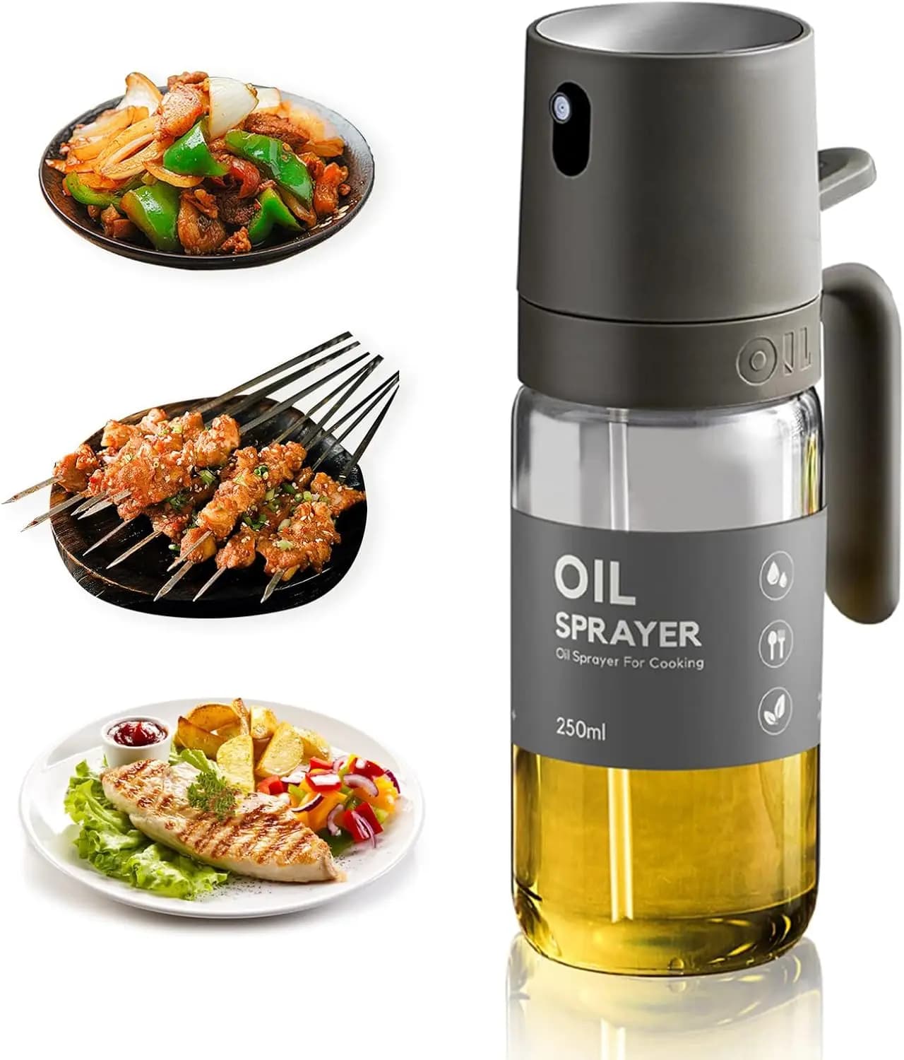 Spruzzatore d'Olio in Vetro da 8.5oz per Cucina, Dispenser per Olio d'Oliva, Accessori da Cucina per Friggitrice ad Aria e Insalate