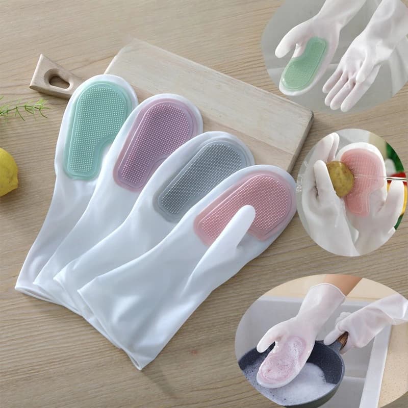 Guanti Multifunzionali Magici per Lavare i Piatti in Plastica/Lattice Impermeabili per Pulizie in Cucina e Lavanderia