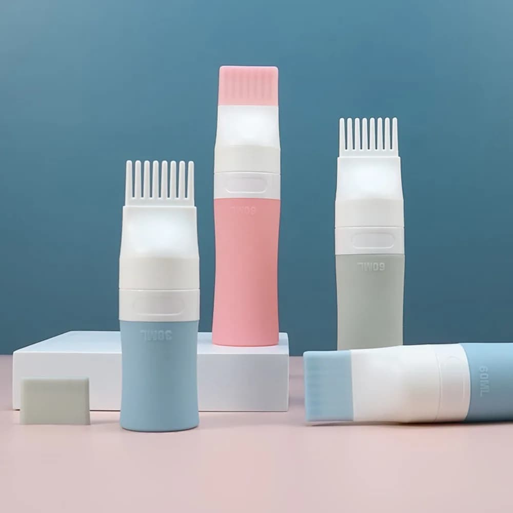 38/60/80ml Bottiglie per pennelli applicatore per tinture per capelli Bottiglie riutilizzabili per parrucchiere in silicone con pettine Strumento per trucco Contenitore per shampoo