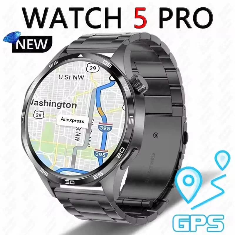 NFC GPS Tracker Watch Smart 5 PRO Men 360*360 AMOLED HD SmartWatch Cardiac Frequency Oxygen In Blood Waterproof Sport Watches New