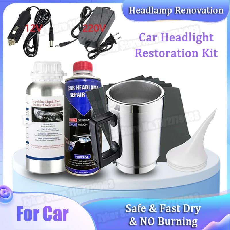 Kit di lucidatura chimica per fari per auto Fari Polimero liquido per riparazione Fluido per rimozione graffi Kit di ripristino liquido per fari per auto