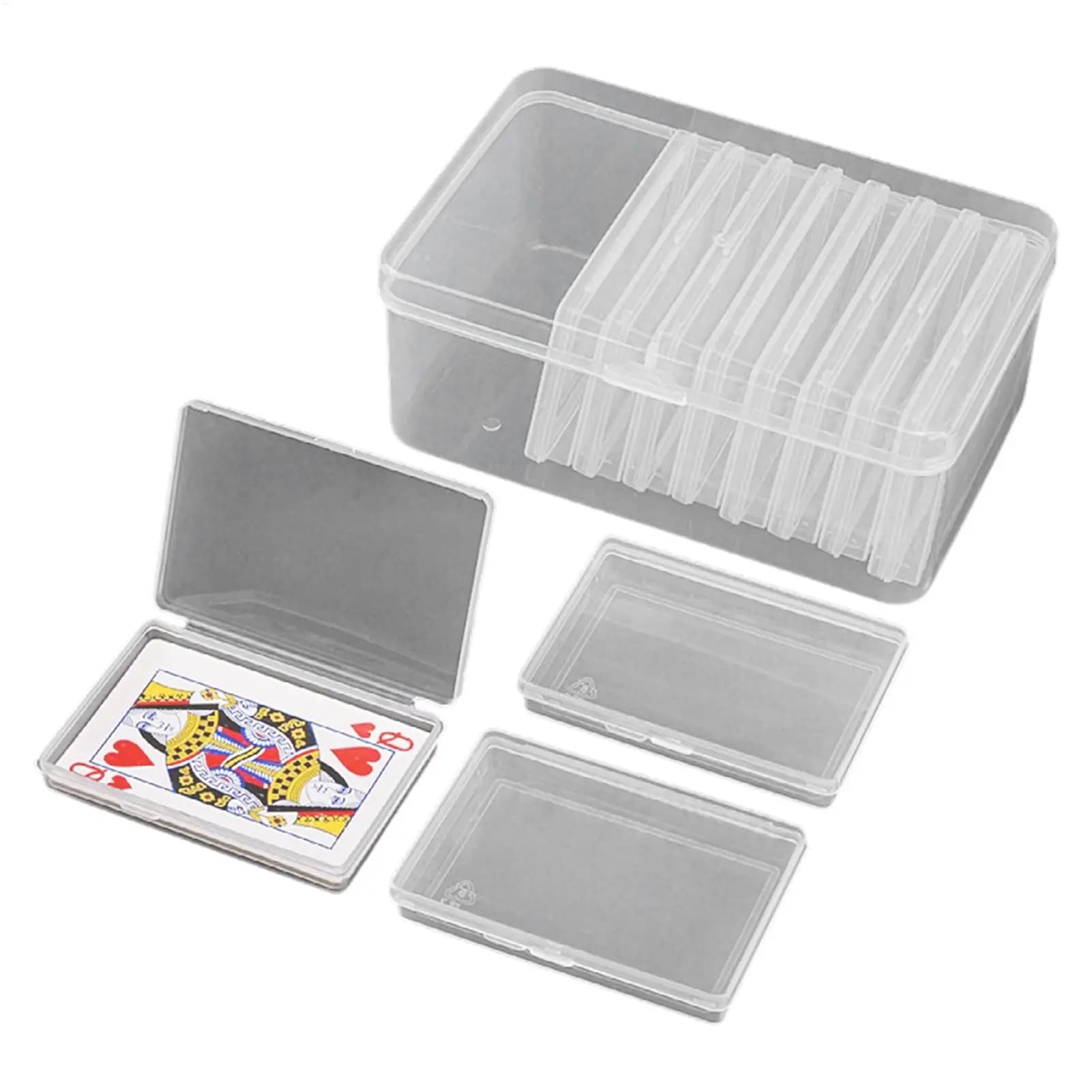 Scatola per carte da gioco, organizer quadrato trasparente, custodia per mazzi di carte, scatola portaoggetti per gioielli, componenti hardware, oggetti artigianali, piccoli oggetti da collezione
