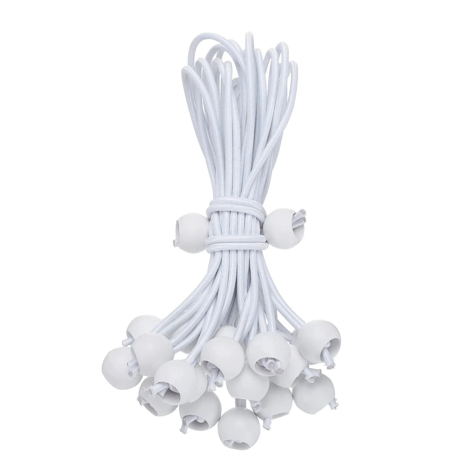 20 corde elastiche a sfera da 8 pollici, palline elastiche per carichi pesanti, palline elastiche, fascette per tende da campeggio, carico, filo e tubi flessibili bianchi