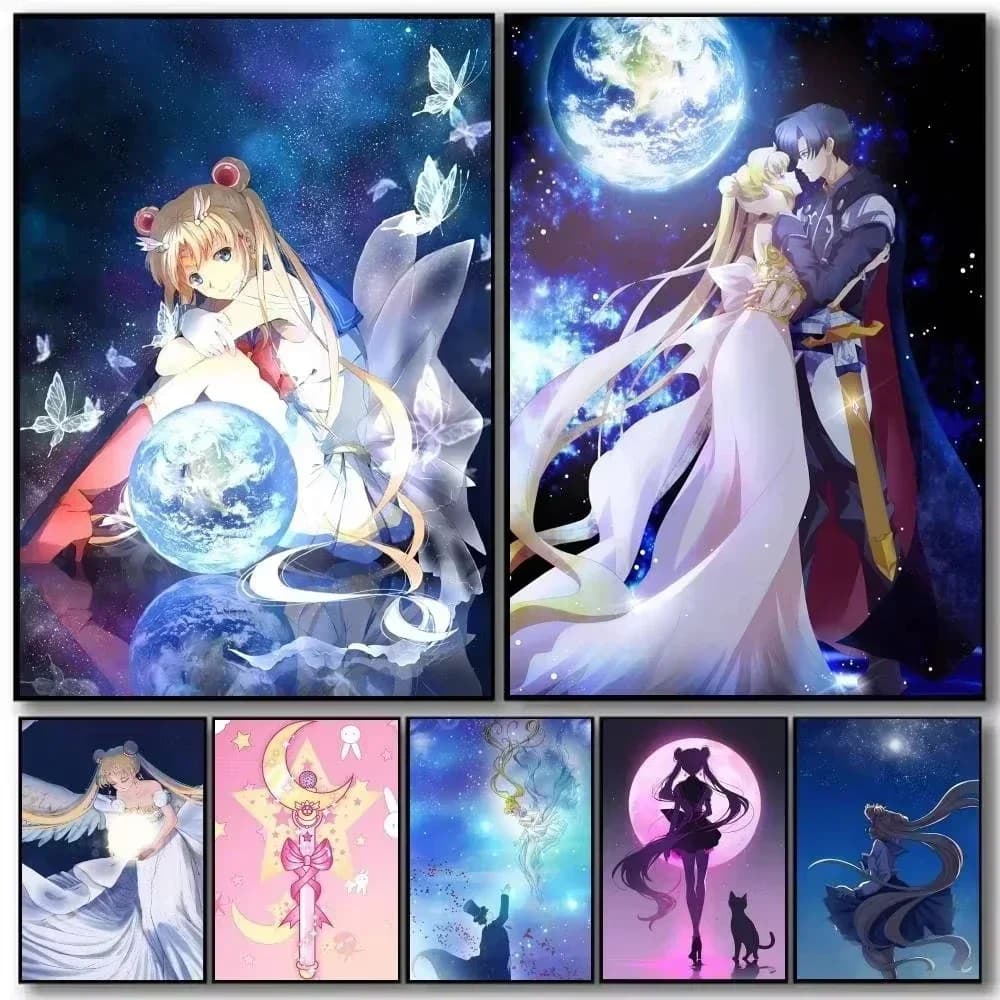 DIY Oil Painting Kit Sailor Moon Anime Character Paint By Numbers Artwork on Canvas for Home Wall Decoration Gift Frameless