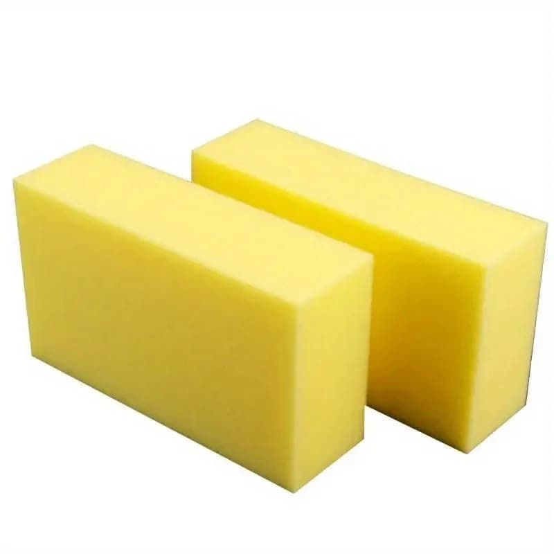 Spugna quadrata gialla per cera per autolavaggio da 2 pezzi: extra morbida, di grandi dimensioni, materiale in cellulosa, strumento di pulizia multiuso super assorbente