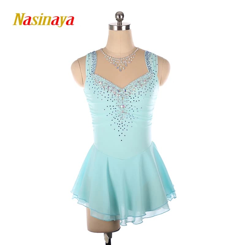 Costume Professionale per Pattinaggio Artistico, Abito Personalizzato con Diamanti, Uniforme per Allenamento e Performance di Pattinaggio per Bambini