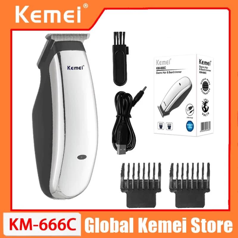 Kemei KM-666C Mini Haircut Professional Barba Haircut Cutting Machine Rechargeable Hair Cutting Machine