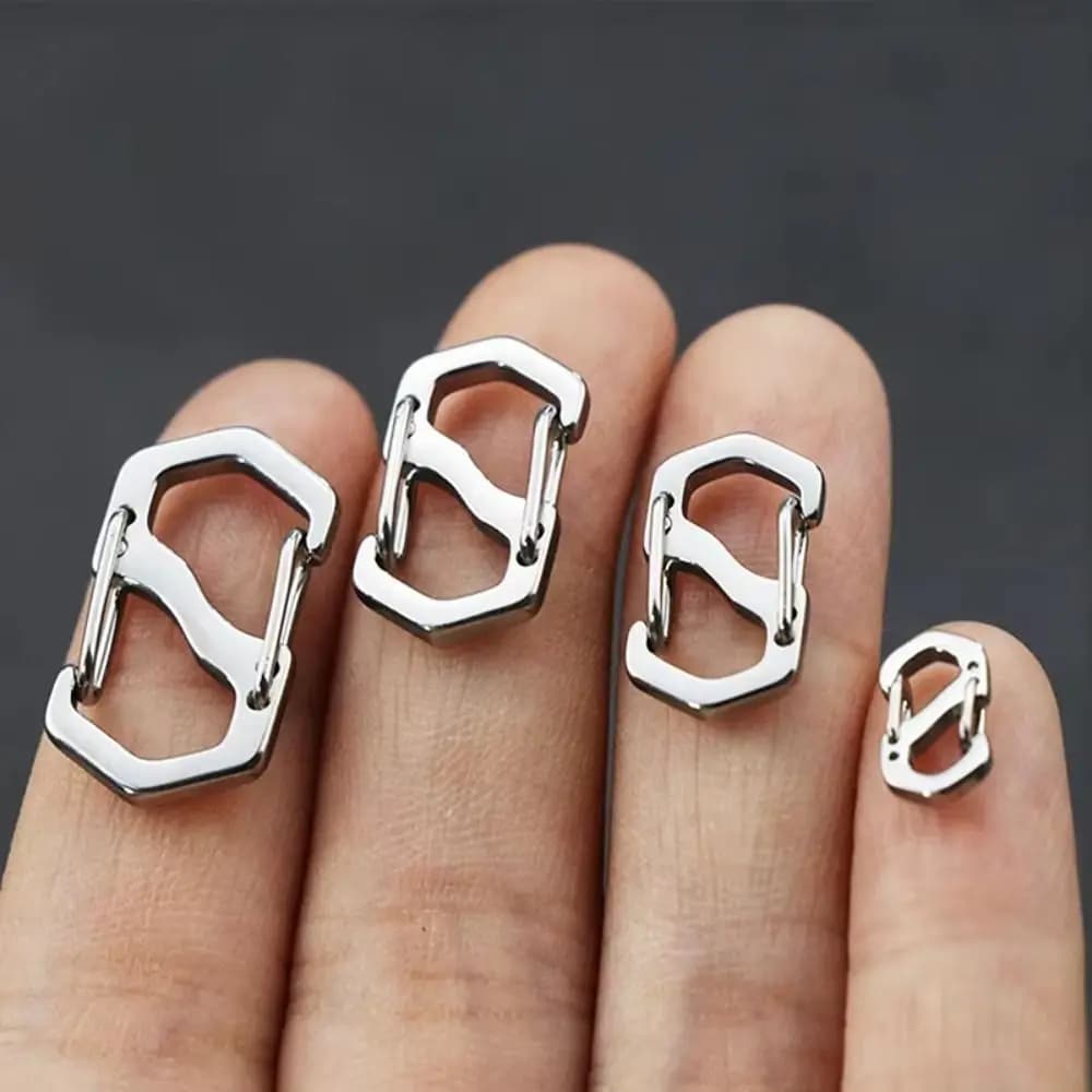 10PCS Backpack Buckle Stainless Steel S Type Carabiner With Lock Mini Outdoor Backpacks Luggage Hook Anti-Theft Key-Lock Tool