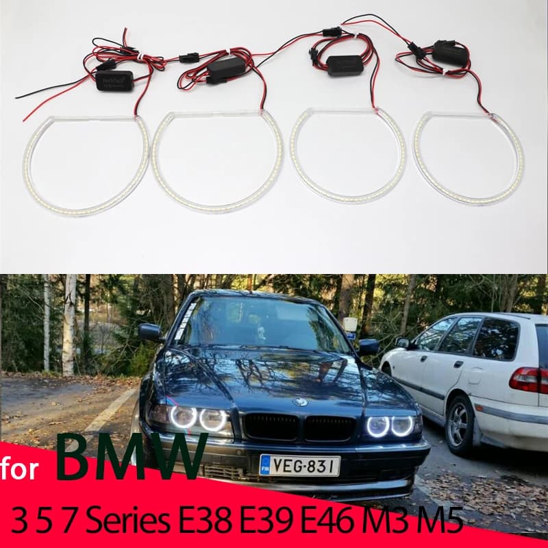 White Smd LED Angel Eyes Ring Lamp Car Running Light DRL for BMW 3 5 7 Series E36 E46 E39 E38 730iL 320i 530i 131mm 146mm