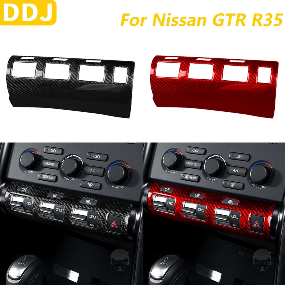 For Nissan GTR GT-R R35 2008-2016 Real In Central Control Carbon Fiber Spia Cover Button Trim Accessories Auto Edit