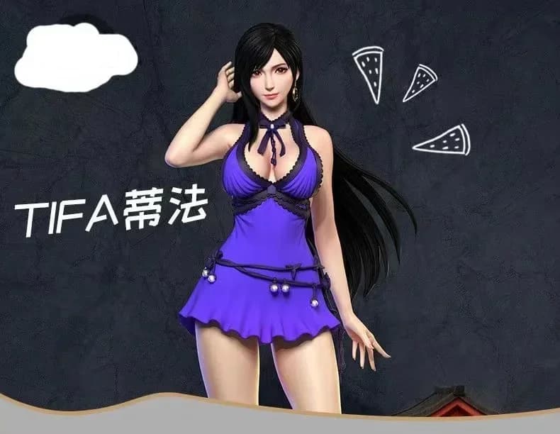 Costume Cosplay Tifa Lockhart di Final Fantasy VII Remake 2026 per Donne Adulte, Abito Blu per Feste, Halloween e Carnevale